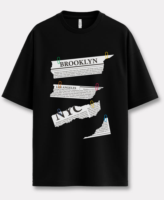 Torn Newspaper Over-size Tee