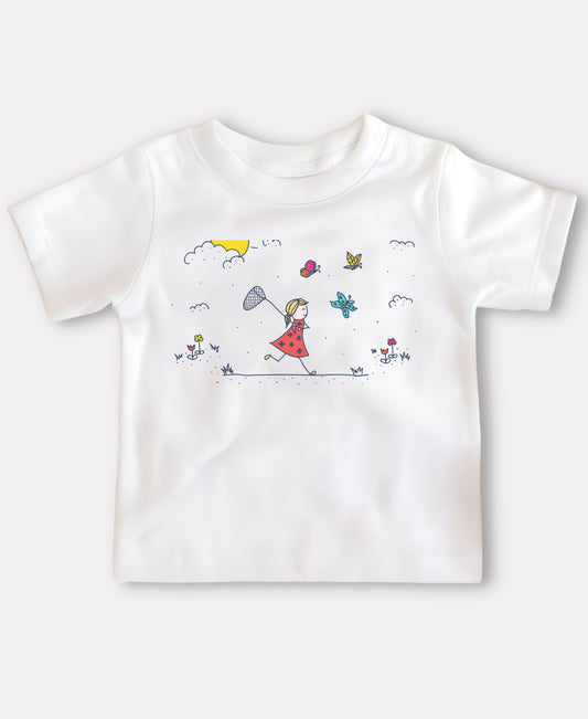 Cute Girl And Butterflies Tee