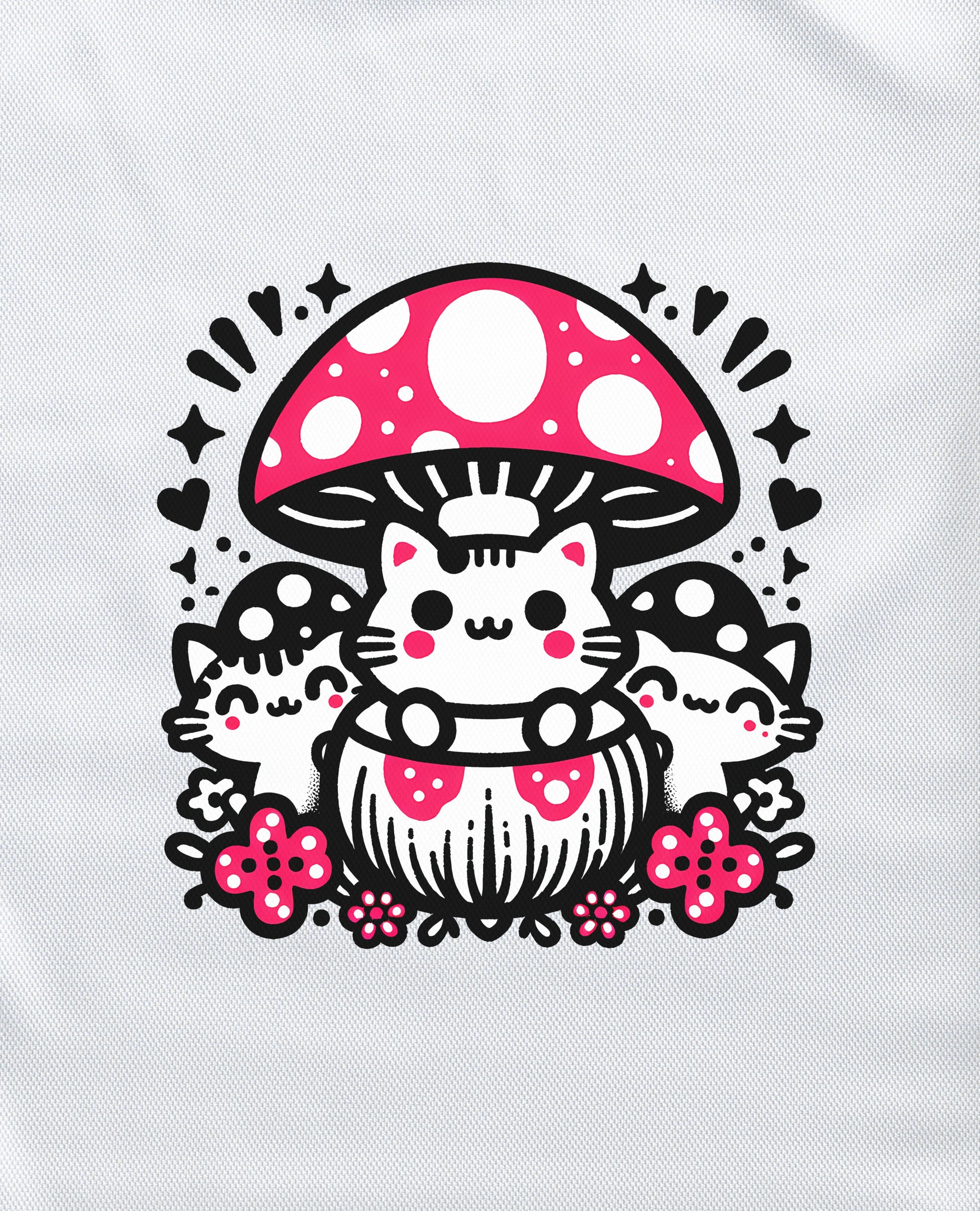 Pink Mushrooms Cats Tee Teesea