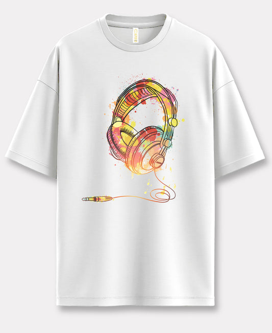 Multi Colour Headphones Over-size Tee