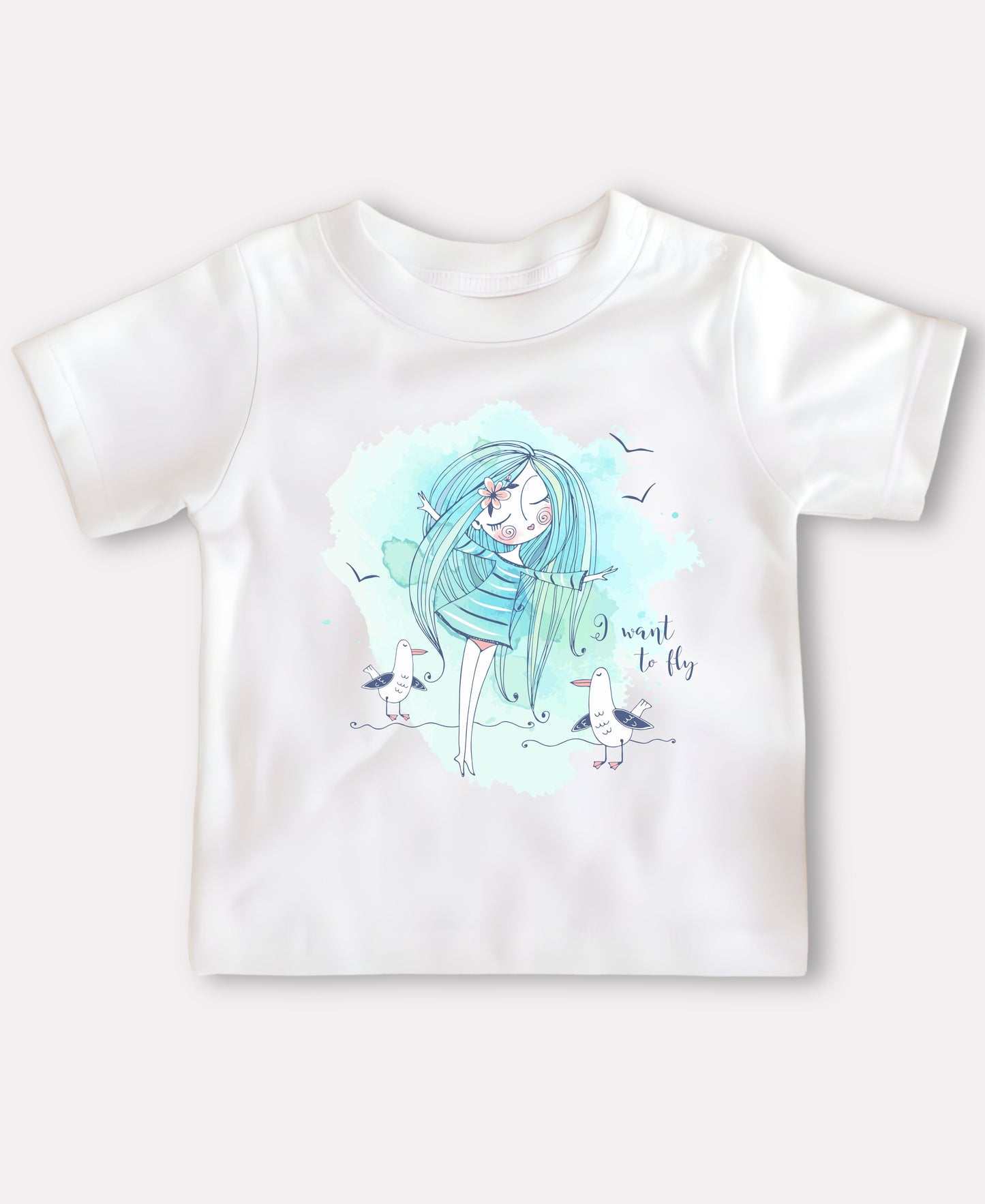 Cute Girl With Birds Tee